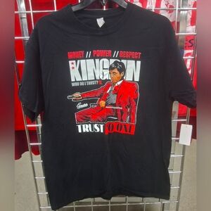 Vintage Kingpin Black Graphic Tee with Red Accent - Trust No One